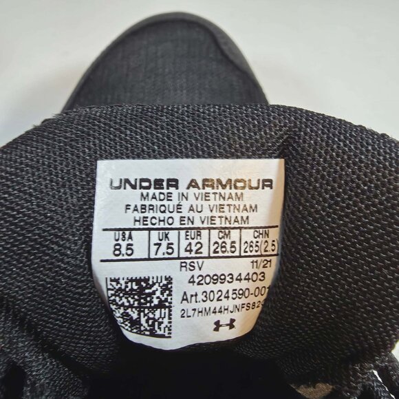 UNDER ARMOUR CHARGED ASSERT 9 BLACK WOMENS RUNNING SHOES SNEAKERS SIZE 8.5 - Picture 9 of 9